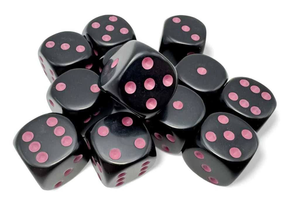 Chessex Black/Pink D6 Dice Block (12 Dice)