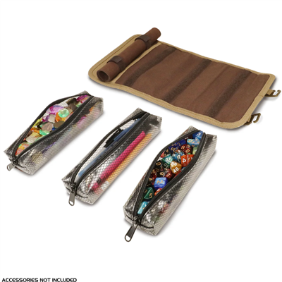 ENHANCE Venture™: Canvas Dice Case: Removable Dice Tray, 3 Removable Pouches