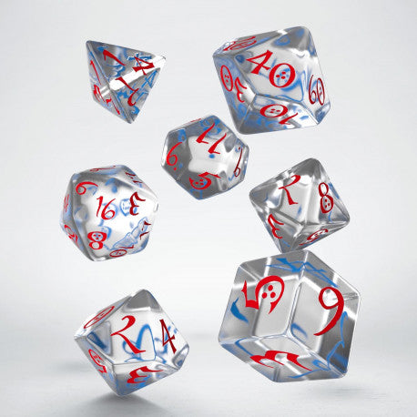 Classic RPG Dice Set: Translucent & Blue-Red