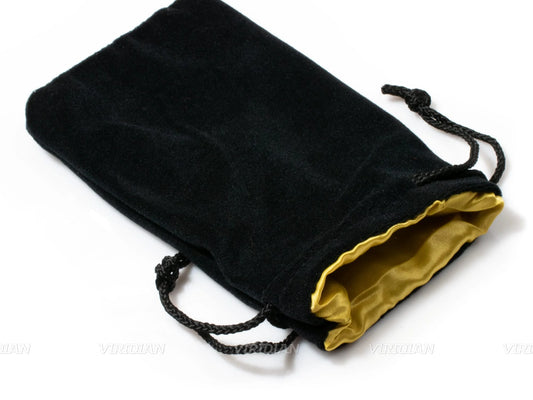 FanRoll Dice Bag Velvet Black with Gold Satin Small