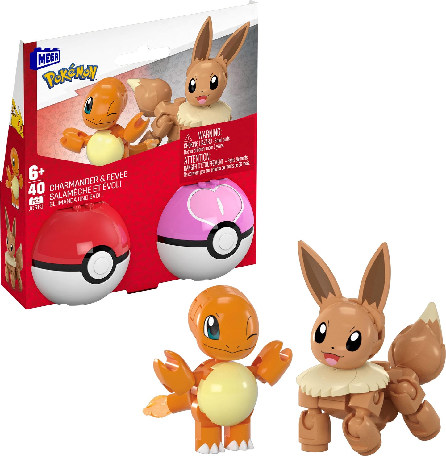 Mega Pokemon Poke Ball 2 Pack: Charmander & Eevee