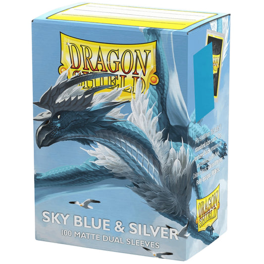 Dragon Shield Sleeves: Standard size - Matte Dual - Sky Blue & Silver
