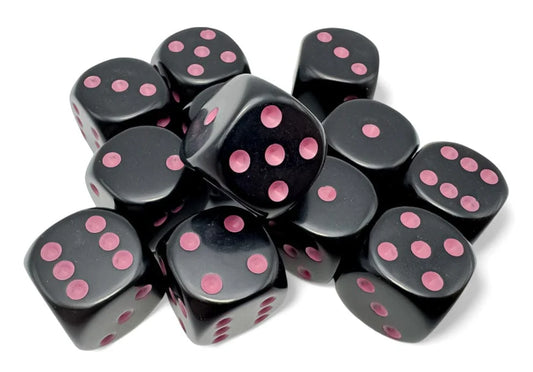 Chessex Black/Pink D6 Dice Block (12 Dice)