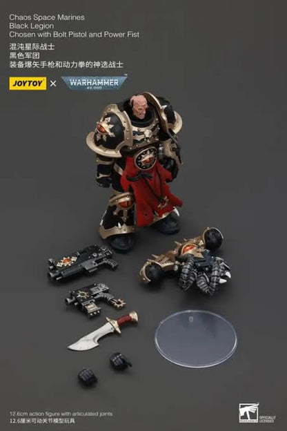 Warhammer 40k Actionfigur: Chaos Space Marines Black Legion Chosen with Bolt Pistol and Power Fist 20 cm