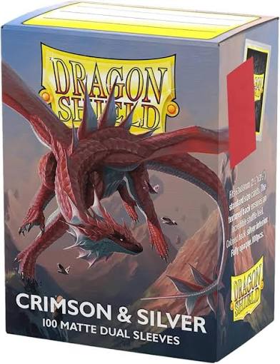 Dragon Shield Sleeves :Standard size - Matte Dual - Crimson & Silver
